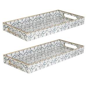 Bandeja de resina y incrustaciones de hueso de diseñador de alta calidad más vendida al por mayor última bandeja de servicio forma Rectangular embalaje personalizado - Product Image 6