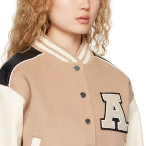 Vente chaude Femmes Letterman Veste Respirant Couleur Personnalisée Peau De Mouton Coton Fini De Haute Qualité - Product Image 5