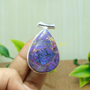 Pendentif en pierre précieuse turquoise cuivre violet naturel, pendentif en argent sterling 925 fait à la main, pendentif en pierre violette, pendentif turquoise, cadeau - Product Image 5