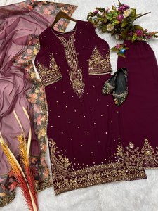 เรานําเสนอชุดทํางานและกางเกงปักลาย GEORGETTE สไตล์ปากีสถานแฟนซีพร้อมชุดปาร์ตี้ DUPATTA - Product Image 3