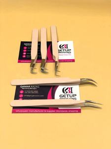 Pinces à cils en acier inoxydable de haute qualité avec logo personnalisé, revêtement poudré couleur pêche, pointe argentée, différents styles, outils de beauté - Product Image 6