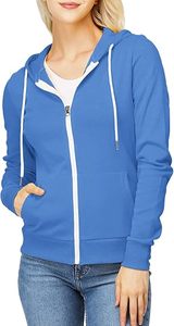 Nouvel arrivage de sweats à capuche pour femmes avec fermeture éclair complète et manches longues, poche kangourou, tenue décontracté, sweats à capuche vierges de base personnalisés avec logo à l'avant - Product Image 4