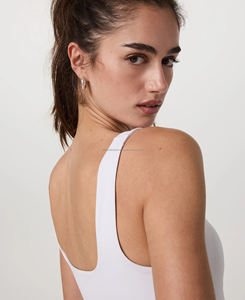 Women's High Support Seamless <b>Tank</b>-<b>Top</b> Breathable Spandex Nylon Yoga <b>Tops</b> with Embroidery Front Logo Position Set Style - Product Image 5