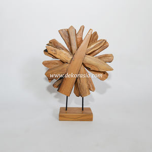 Support en bois naturel en teck décoratif en bois de teck artisanat de soleil pour décorations de noël décor à la maison - Product Image 4