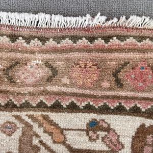 0.2x12 ft Runner Vintage Rug, Turkish Rug, <b>Brown</b> White Floral <b>Wool</b> Rug - Product Image 5