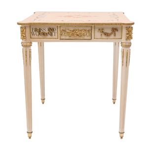 Juego de Mesa de Centro de Madera Clásica de Lujo en Color Crema con Detalles Dorados - Product Image 5