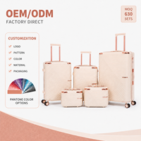 Ensemble de bagages de luxe en ABS à coque rigide avec logo personnalisé OEM, 5 pièces, valise de voyage légère à roulettes lisses avec serrure intelligente en aluminium