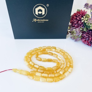 Bijoux Amberstone, 66 perles en forme de baril, perles de prière islamiques naturelles, Misbaha en ambre baltique de luxe - Product Image 3