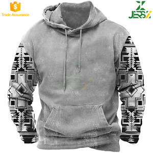 Sudadera con capucha de vaquero occidental de invierno para hombre, jersey de gran tamaño con estampado gráfico de país, camisa con bolsillo forrado, transpirable y elegante - Product Image 3