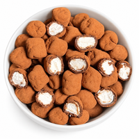 Fèves de chocolat moelleuses enrobées de cacao avec centre en guimauve, approvisionnement en vrac, emballage personnalisé, fabricant de confiseries
