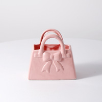 Vase en céramique en forme de sac à main petit vase décoratif blanc avec motif de trèfle, multi-usage pour fleurs, cadeau, décoration de mariage à la maison