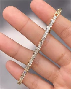สร้อยข้อมือเทนนิส9.00แท้ CT VS ความคมชัด G ประดับเพชรบาแกตต์สีเหลืองทอง14K สำหรับงานแต่งงานได้รับการรับรอง - Product Image 3