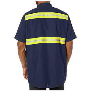 Construction sécurité travail porter uniforme hommes à manches courtes 100% coton Polo bouton haute visibilité vêtements de sécurité industrielle pour hommes - Product Image 2