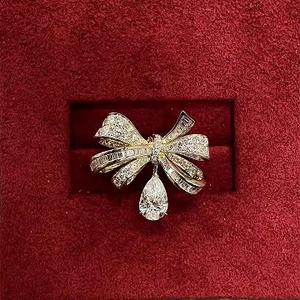 1CT Pear Cut VS1 Lab Grown Diamond <b>Ring</b> 14k Yellow <b>Gold</b> <b>Dainty</b> Bow IGI Certified Romantic Fine <b>Ring</b> for Her Party Proposals - Product Image 6