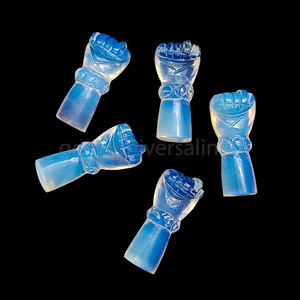 Natural Opalite Stone <b>Hamsa</b> Hand Shape Carved Gemstone for Jewelry Making Charms 30mm Hand Carved Loose Gemstone Miniatures Bulk - Product Image 1