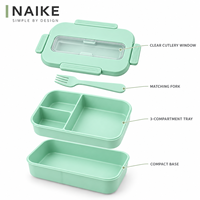 Boîte à repas compartimentée avec porte-fourchette intégré en paille de blé, boîte de rangement alimentaire pour étudiants, adultes, bureau et restauration