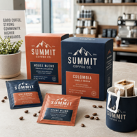 Sachets de café filtre individuels personnalisés AT PACK avec boîtes pour torréfacteurs, cafés, vente au détail et marques privées