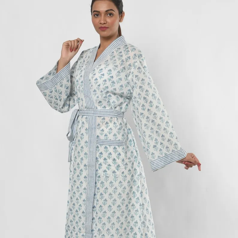 Белый ручной работы 100% хлопок кимоно цвет ручной работы с принтом для женщин летние платья