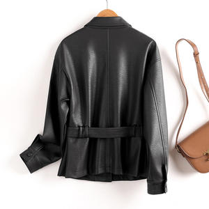 2025 chaqueta de cuero de patrón sólido con estilo fresco de gama alta para mujer cierre de un solo botón mismo estilo suelto de talla grande Casual - Product Image 2