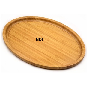Vajilla Decoración Catering Bandeja de madera para servir comida y desayuno Postre Forma ovalada Bandeja de servidor de alimentos de acabado natural - Product Image 1