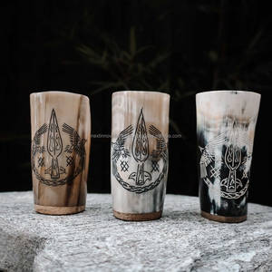 Viking Horn <b>Glass</b> <b>Coffee</b> <b>Mug</b> with Resin Base Handcrafted From Authentic Viking Horn Made in India - Product Image 2