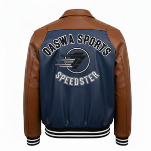 Veste en cuir enduit élégante pour homme, col montant, capuche d'hiver, respirante, coupe-vent, matériau de qualité supérieure, poignets signature - Product Image 1