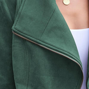 Chaqueta de cuero de gamuza para mujer de longitud Regular vendedora caliente Chaquetas de color sólido hechas de material de cuero de gamuza para mujer - Product Image 6