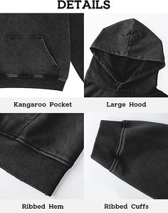 Sudadera con capucha de lana de algodón liso para hombre, traje de calle de invierno lavado con ácido, sudadera con capucha para hombre, Jersey informal de lana - Product Image 4