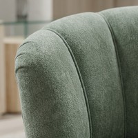 Fauteuil d'appoint moderne à dossier coquille et jupe, pivotant, en polyester rembourré, avec base rotative à 360 degrés