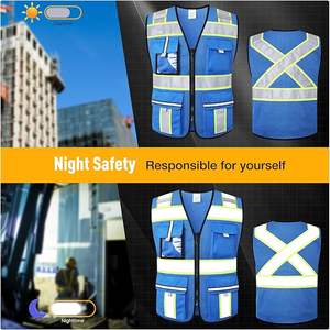 Chaleco de Seguridad para Trabajo, Correas Reflectantes de Alta Visibilidad con Múltiples Bolsillos y Logotipo Personalizado, para Construcción, en el Trabajo, a la Moda - Product Image 4
