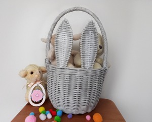 Cesta de Pascua con Orejas de Conejo, Cesta de Almacenamiento Hecha a Mano, Ecológica, de Ratán Natural, Moderna, Multifuncional, Artex Green Earth, Hecha en Vietnam - Product Image 2