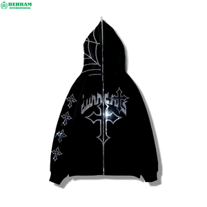 New Arrival Unisex French Cotton 100% Full Zipper <b>Hoodie</b> Casual Winter Breathable Quick Dry 3D Screen Printing <b>Plain</b> Dyed <b>Hoodie</b> - Product Image 6