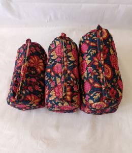 <b>Toiletry</b> Pouches for <b>Women</b> With Zipper in 3 Pcs Handmade Block Printed <b>Toiletry</b> Pouch Makeup Accessory Cosmetic Organizer - Product Image 2
