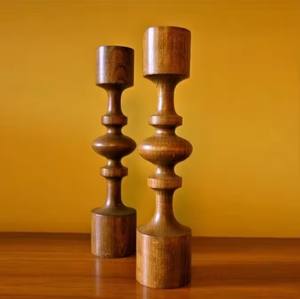 Natural Wooden <b>Candle</b> Stands with <b>Green</b> Premium Quality Handmade Decorative Solid Mango Wood <b>Candle</b> Pillar - Product Image 4