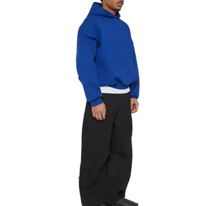 Sweat à capuche court pour homme coupe boxy coupe épaisse à fermeture éclair contraste élevé surdimensionné épaules tombantes 100% coton brodé d'hiver - Product Image 6