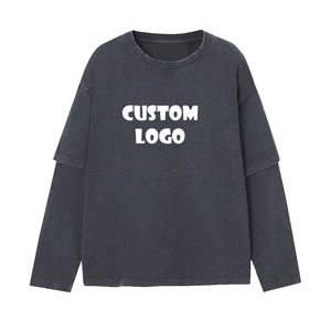 เสื้อสเวตเตอร์โอเวอร์ไซส์เปิดไหล่สำหรับผู้ชายเสื้อลำลองคอกลมแนววินเทจผ้าคอตตอน100% แนวสตรีท - Product Image 4