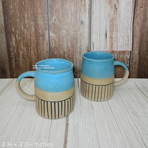 Taza de Café de Cerámica Pintada a Mano con Platillo |   Taza de Té para Desayuno, Linda, para Oficina y Hogar - Product Image 2