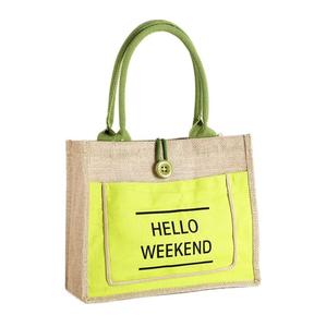 Venta al por mayor de algodón promocional de lona yute playa bolsa de tamaño mediano con logotipo manejado estilo para el mercado de la playa - Product Image 6