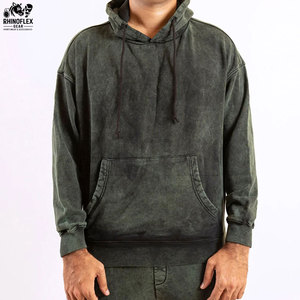 Ensembles de survêtements d'hiver à capuche unis et délavés à l'acide pour hommes – Qualité supérieure, personnalisables, légers, en polyester/coton respirant - Product Image 5