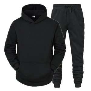 Ensemble de survêtement décontracté à capuche pour homme, en molleton, deux pièces, couleur unie, 100% coton, écologique, pour l'hiver - Product Image 4