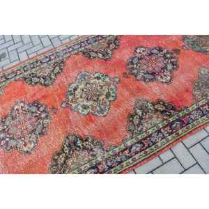 Turkish 4.8x12.3 ft Rug, Vintage <b>Runner</b> Rug, <b>Red</b> Floral Rug - Product Image 5