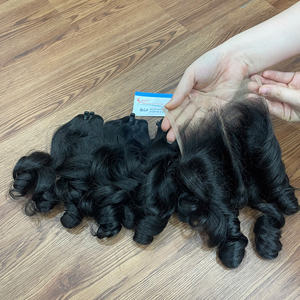 Extensiones de cabello virgen vietnamita de alta calidad natural cabello de trama de rizo hinchable de vapor de color gris dibujado Doble - Product Image 4