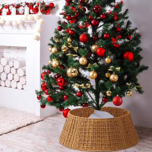 Meilleur prix ferme tissé papier corde noël rond arbre collier arbre de noël jupe pour artificiel du vietnam B2B - Product Image 5