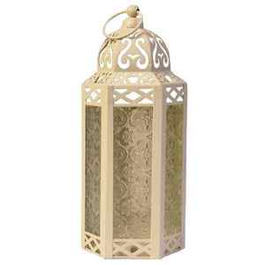 Lanterne de bougie marocaine ornée d'or lanterne d'or Antique lanterne perforée en fer fabriquée à la main avec fabrication de peinture dorée - Product Image 6