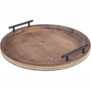 Bandeja de madera de la mejor calidad en color beige claro con forma rectangular y asas elegantes perfectas para servir y decorar - Product Image 3