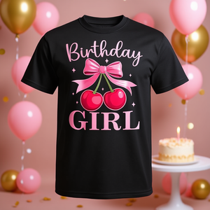 T-Shirt Coquette con Fiocco e Ciliegia per Donne, Elegante Maglietta Promozionale per Compleanno - Product Image 3