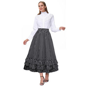 BP Retro Vintage estilo gótico rayas blancas y negras Bustle falda BP000354-1 - Product Image 4