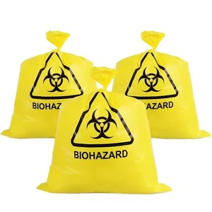 Bolsas de basura de riesgo biológico amarillas para uso hospitalario Material LDPE/HDPE ISO14001 e IS9001 Tamaño y grosor personalizables certificados - Product Image 1