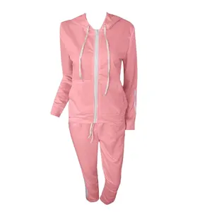 Benutzer definierte Liebe Gedruckt Trainings anzug rosa Hot Selling Neuheiten Winter Lady Trainings anzüge Private Label Reiß verschluss Sets Fleece Trainings anzug