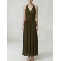 Robe de plage pour femmes de style français vintage sans manches, col halter, coupe évasée, pour les vacances